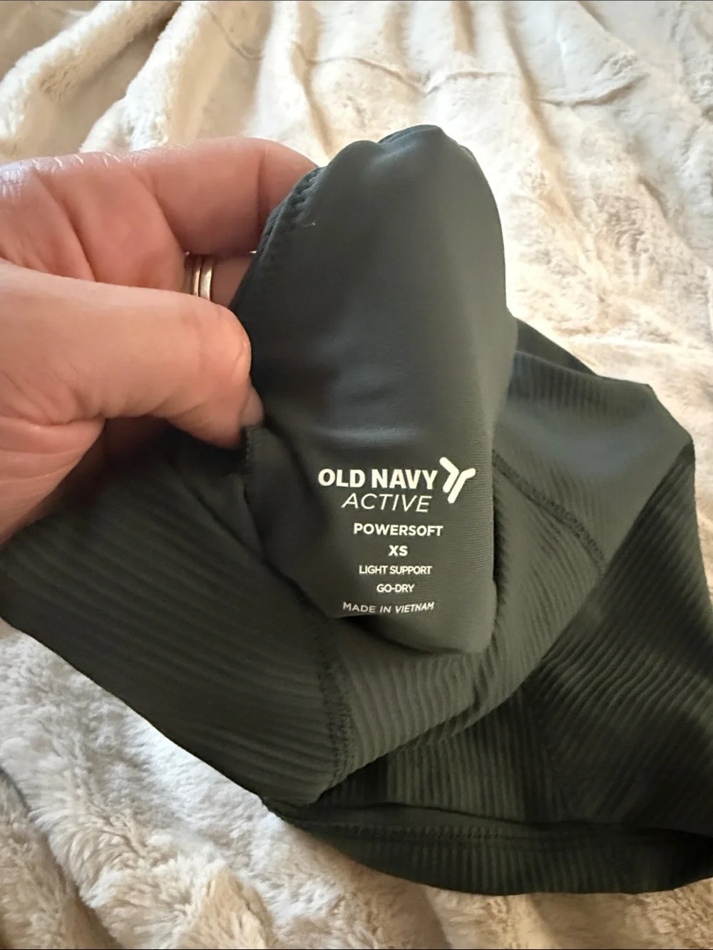 Old Navy Olive Ribbed V-Neck Long Line Sports Bra
